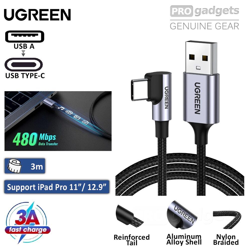 UGREEN 3m USB A to USB C Right Angle 90 Degree Cable