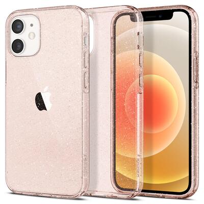 Genuine SPIGEN Liquid Crystal Glitter Slim Soft Cover for Apple iPhone 12 mini (5.4-inch) Case [Colour:Rose Quartz]