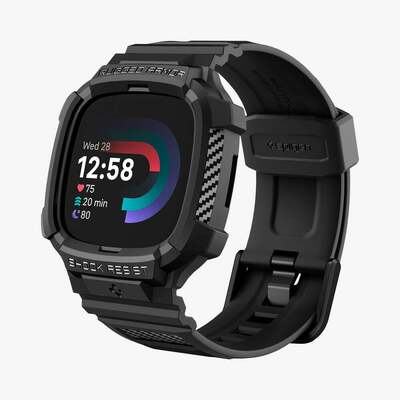 SPIGEN Rugged Armor Pro for Fitbit Versa 4 / Sense 2 Case Band [Colour:Black]