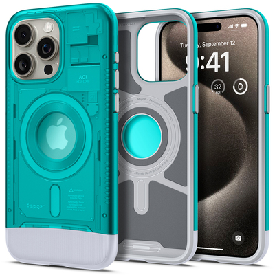 SPIGEN Classic C1 MagFit MagSafe Compatible Case for iPhone 15 Pro Max [Colour:Bondi Blue]