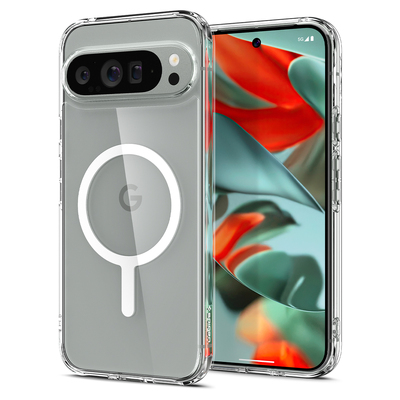 SPIGEN Ultra Hybrid OneTap Metal Ring (MagFit) Case for Google Pixel 9 Pro XL [Colour:Clear Case with White Ring]