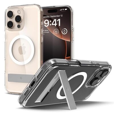 Spigen Ultra Hybrid S (MagFit) MagSafe Compatible for iPhone 16 Pro Max Case [Colour:Clear Case / White Ring]