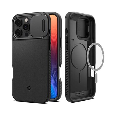 SPIGEN Optik Armor (MagFit) MagSafe Compatible for iPhone 16 Pro Max Case [Colour:Black]