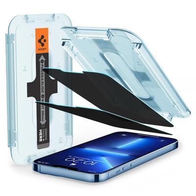 SPIGEN EZ Fit GLAS.tR Privacy 2 Pcs Glass for iPhone 16e / 14 / 13 / 13 Pro Screen Protector [Colour:Black]