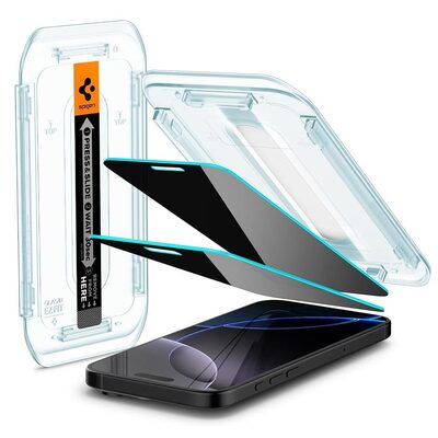 SPIGEN GLAS.tR EZ Fit Privacy 2 Pcs Glass for iPhone 16 Pro Max Screen Protector [Colour:Black]