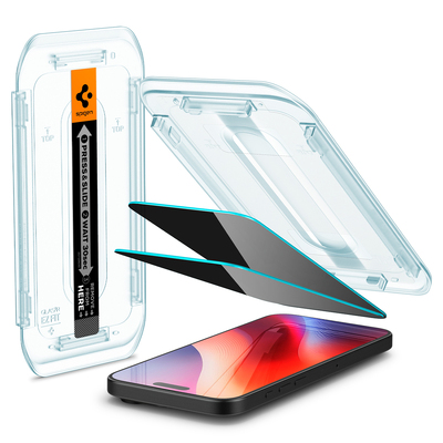 SPIGEN GLAS.tR EZ Fit Privacy 2 Pcs Glass for iPhone 16 Pro Screen Protector [Colour:Black]